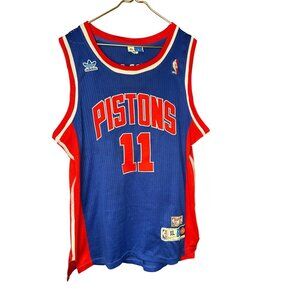 Vintage Detroit Pistons Isiah Thomas #11 Adidas NBA Jersey XL Blue Red Hardwood